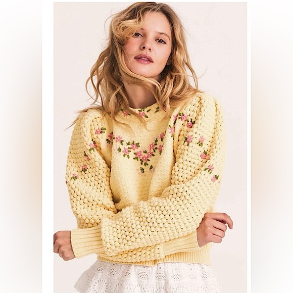 LoveShackFancy Kenzley puff sleeve sweater - Picture 1 of 5